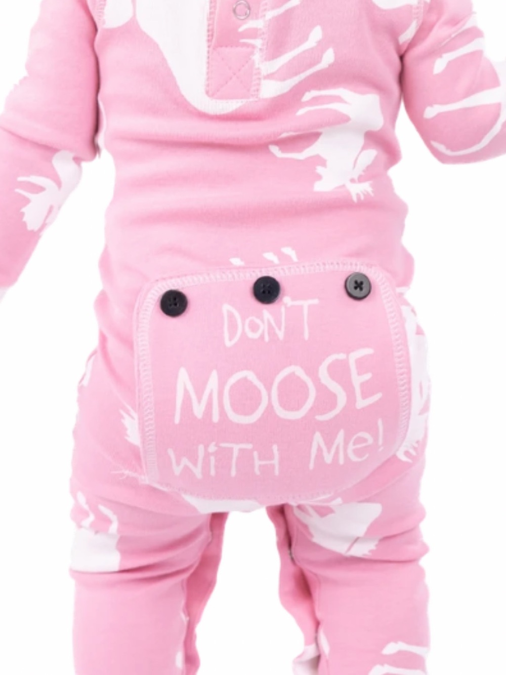 Lazy One back Flap Jack Long Johns  Size 6M Pink Don't Moose With Me 100% Cotton